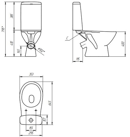 Унитаз-компакт Cersanit FLAVIS 031 3/6 DPL EO SLIM