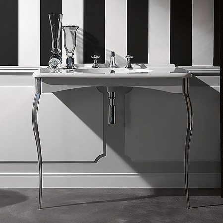 Раковина Kerasan Retro 1049K0 bi*3 cr legs 100 на хромированных ножках, с 3 отв. под смеситель