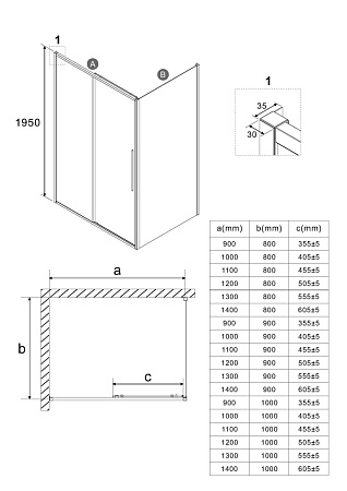 Душевой уголок Niagara Nova NG-85-11TB-TB100-34 110x100x195 тонированное/черный матовый