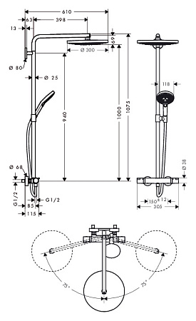 Душевая стойка Hansgrohe Raindance Select 27133400 белый/хром