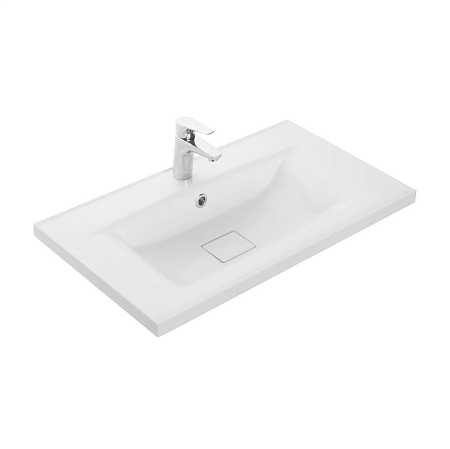 Тумба с раковиной Aquaton Римини 1A226701RN010 80 раковина Айрис М, белый глянцевый