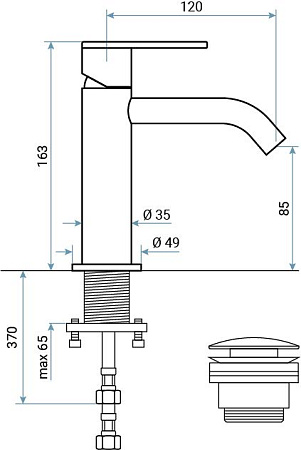 Смеситель Emmevi Filobrass 85003/ORS для раковины, зачищенное золото