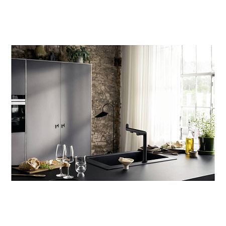 Смеситель Hansgrohe Aqittura 76804670 для кухонной мойки, черный матовый