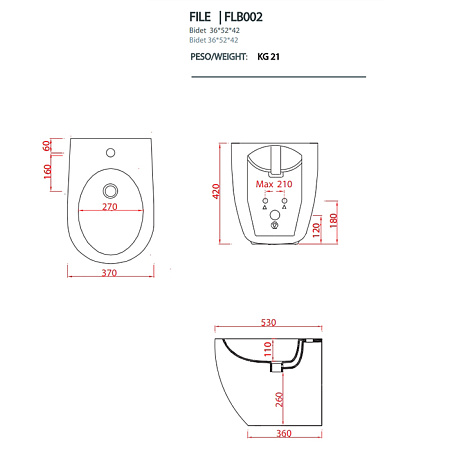 Биде напольное ArtCeram File 2.0 FLB002 39;00 cocoa