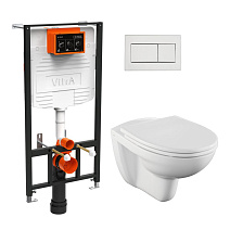 Комплект подвесного унитаза VitrA Normus 9773B003-7206 с инсталляцией и кнопкой, сиденье микролиф