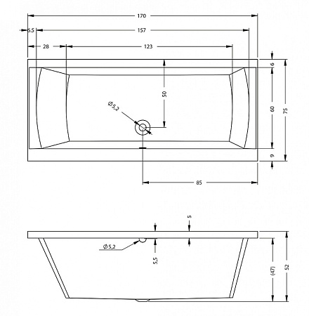 Ванна акриловая Riho Julia B011001005 170x75