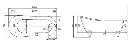 Акриловая ванна BelBagno BB06-1700 170x76 белый