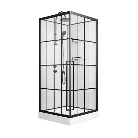 Душевая кабина Niagara Standart ST100/15QL/KL/BKT 100x100x225 черный матовый/прозрачный клетка