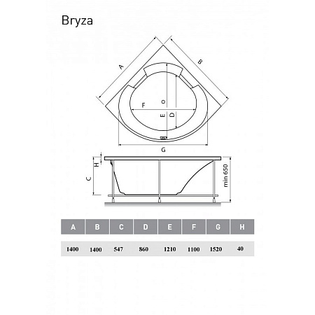Акриловая ванна Vayer Bryza Гл000006820 140x140