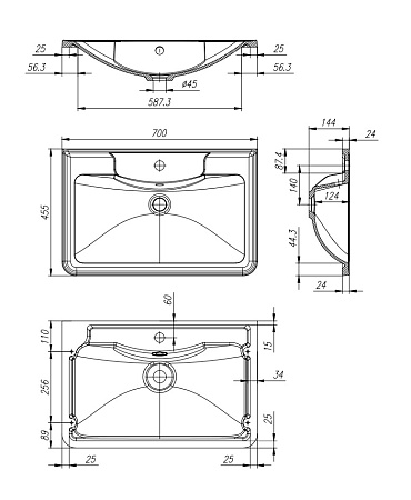Раковина BelBagno BB700/455-LV-MR-ALR 70х45 белый