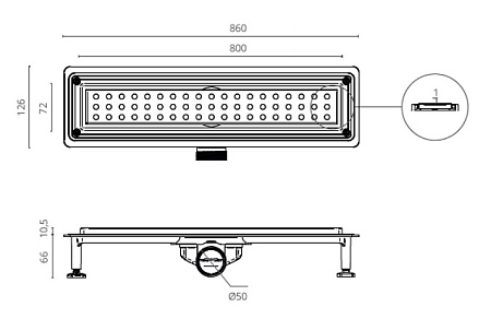 Душевой трап Ctesi Flow Round BK4024750 80 хром
