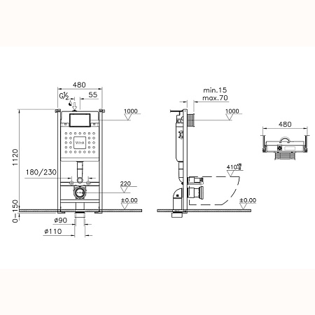 Комплект VitrA Zentrum 9875B003-7201 4 в 1 с микролифтом