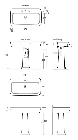 Раковина подвесная Simas Evolution EVO 12 bia 90x50x15,5 с 1 отверстием под смеситель, белый