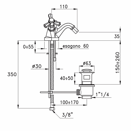 Смеситель Stella Eccelsa EC 00204 CR00  для биде, хром