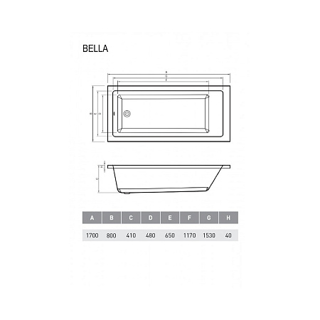 Акриловая ванна Relisan Bella Гл000026031 170x80 белый