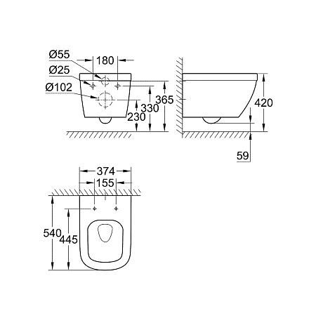Чаша для унитаза подвесного Grohe Euro Ceramic 39328000