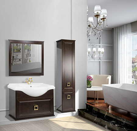 Тумба с раковиной Tessoro Foster TS-F9080-CH-N 80 подвесная, темный орех