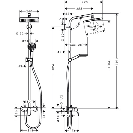 Душевая стойка Hansgrohe Crometta 240 27284000 хром