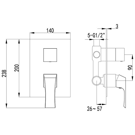 Смеситель Lemark Unit LM4528C для ванны с душем