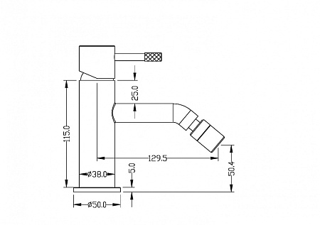 Смеситель Boheme Uno 466-SGM для биде, оружейная сталь глянцевая