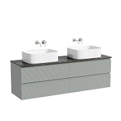 Тумба с раковиной и столешницей Sancos Folk 160 FL80ES+TT160A1 Ergraut soft/Black Sky