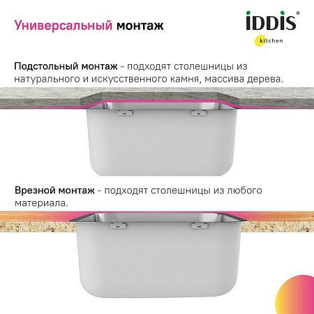 Мойка кухонная IDDIS Mate MAT53S0i77 53,3х43,3 хром