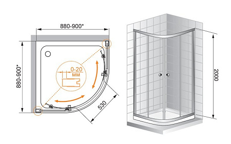 Душевой уголок Cezares Anima ANIMA-W-R-2-90-C-Cr-IV (ANIMA-R-2-90-C-Cr-IV)