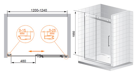 Душевая дверь в нишу Cezares Stylus BF 1 120 C Cr R