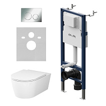 Комплект: инсталляция + клавиша + унитаз AM.PM Func IS90151.8F1701 белый/хром глянцевый