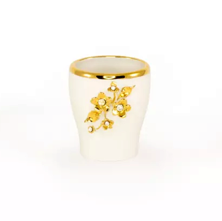 Стакан Migliore Emozioni 26560 белый, декор золото, swarovski