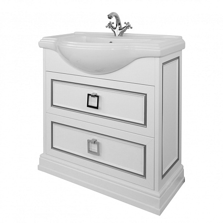 Тумба под раковину Tessoro Foster TS-F9065-C-W-S 65 белый с патиной серебро