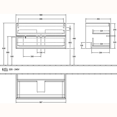 Мебель для ванной Villeroy & Boch Antao L05100HK 100х49 серый матовый
