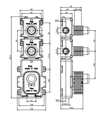 Cкрытая монтажная часть Fima Carlo Frattini F2462 смесителя для душа