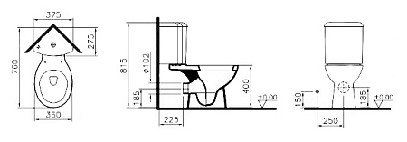 Унитаз-компакт VitrA Arkitekt 9754B003-7201 угловой с сиденьем микролифт