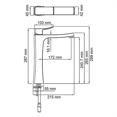 Смеситель WasserKRAFT Aller 1063H для раковины, хром