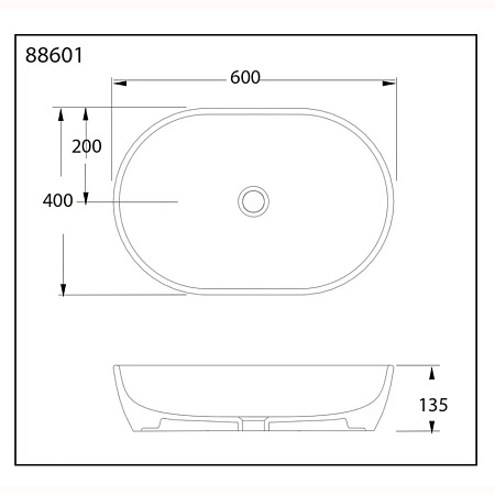 Раковина на столешницу beWash Bogen 88601070 60x40x13,5 черный матовый