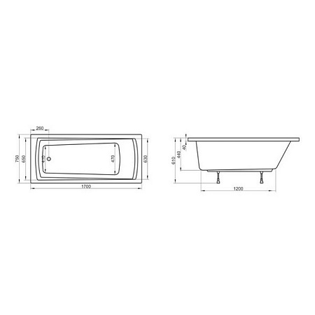 Ванна акриловая Ravak Domino Plus C631R00000 170x75