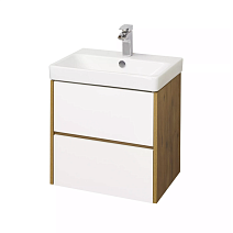 Тумба с раковиной Aquaton Сканди 1A251701SDZ90 55 2 ящика, белый/дуб рустикальный