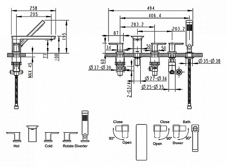 Смеситель Bravat PHILLIS F556101C-RUS на борт ванны
