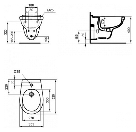 Биде подвесное Vidima СеваФреш E406761