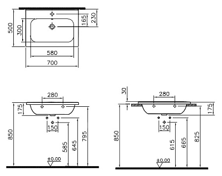 Раковина VitrA D-Light 5919B003-0001  70