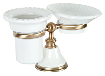 Стакан Tiffany World Harmony TWHA141bi/br бронза/белый с мыльницей