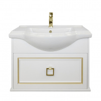 Тумба с раковиной Tessoro Foster TS-F9065-CH-W-G 65 подвесная, белый с патиной золото