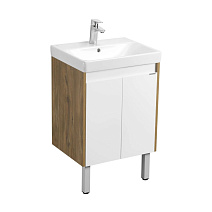 Тумба c раковиной Aquaton Сканди 1A278801SDZ90 55 с дверками, белый/дуб рустикальный