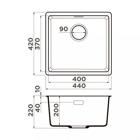 Кухонная мойка Omoikiri Kata 44-U-BL 44х42 черный