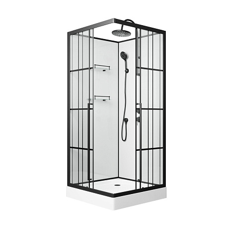 Душевая кабина Niagara Standart ST100/15QR/KL/BKT 100x100x225 черный матовый/прозрачный клетка