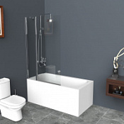 Шторка на ванну BelBagno Uno UNO-V-11-100/150-C-Cr прозрачное стекло