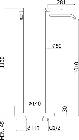 Смеситель Paffoni Light LIG031NO для раковины, черный матовый