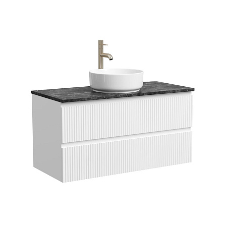 Мебель для ванной со столешницей Sancos Snob R 100 SNR100W+TT100A1X Bianco/Black Sky