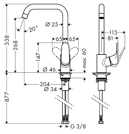Смеситель Hansgrohe Focus 31820000 для кухонной мойки, хром